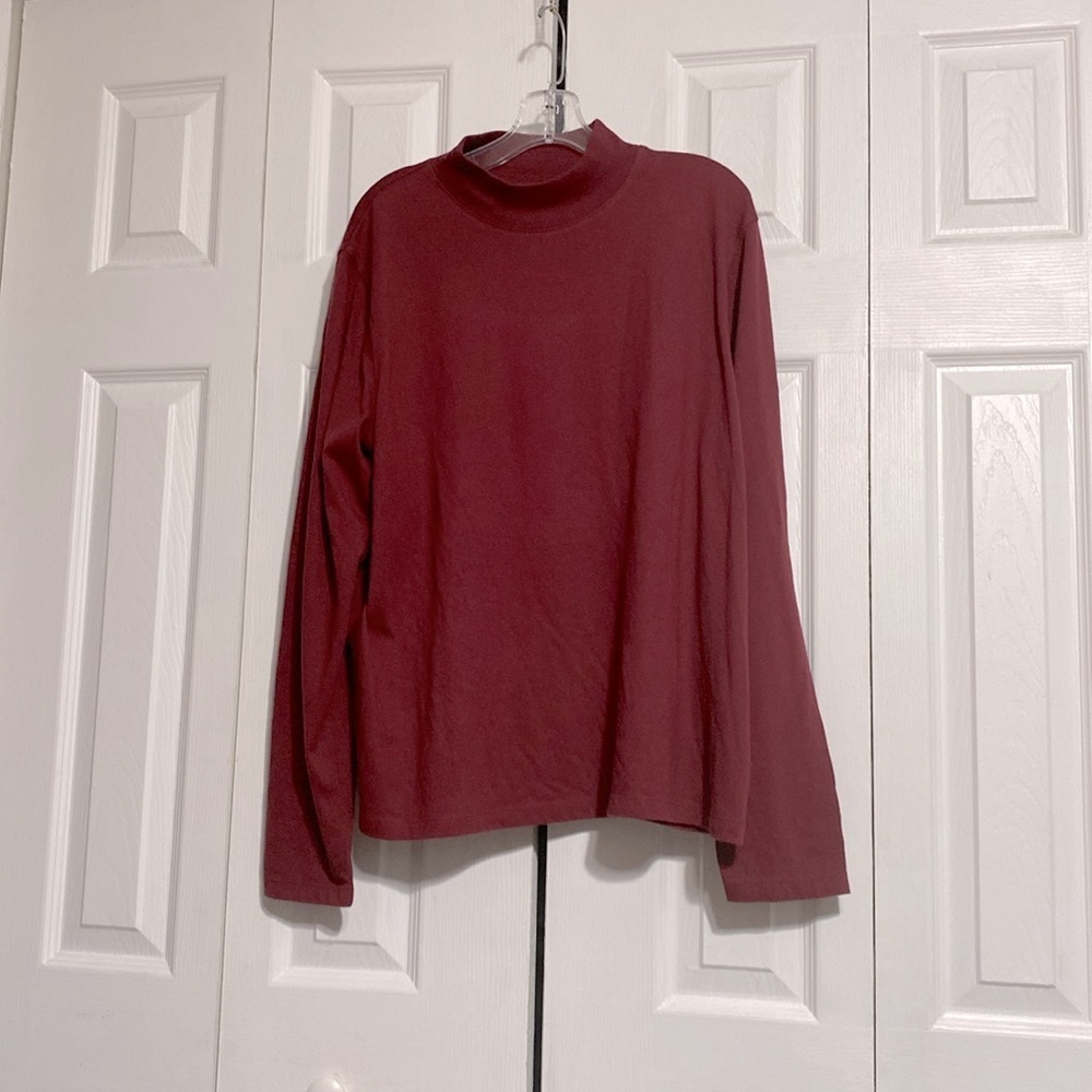 Cato maroon mock neck turtle neck knit top shirt size LARGE